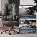 EXCEBET Big and Tall Office Chair 400lbs Wide Seat, Leather High Back Executive Office Chair with Foot Rest, Ergonomic Chairs Lumbar Support for Lower Back Pain Relief (Grey) - Image 7
