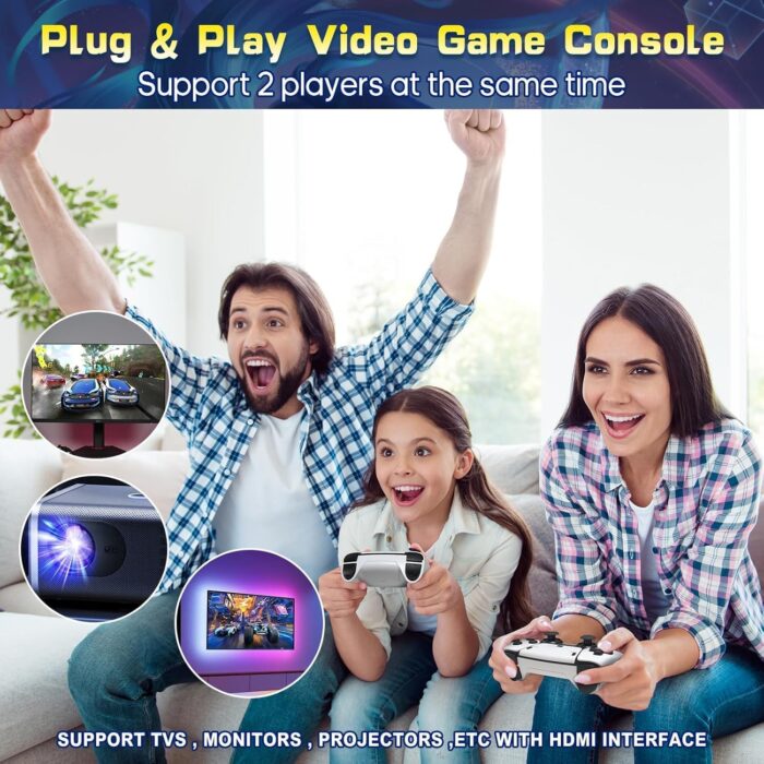 2024 Newest Retro Game Stick – 20,000+ Classic Video Games, 64GB Plug & Play Console with 52 Emulators, Dual 2.4GHz Wireless Controllers, 4K HDMI Output for TV - Image 7