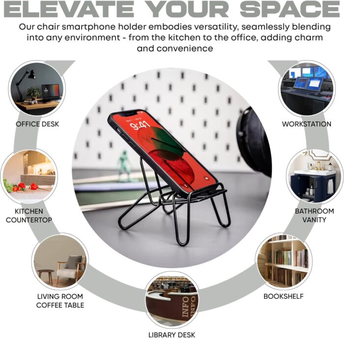 ROSHEENA Mobile Phone Stand- Multi-Angle Non-Slip Metal Base Portable Cell Phone Holder Stand for Desk Pocket Size Travel Essential Accessory Compatible with Android, Smartphone, iPad & Tablet - Image 4