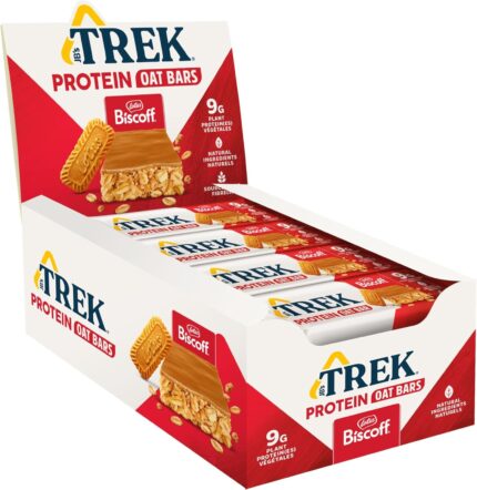 TREK High Protein Flapjack Biscoff – Gluten Free – Plant Based – Vegan Snack – 50 g x 16 Bars