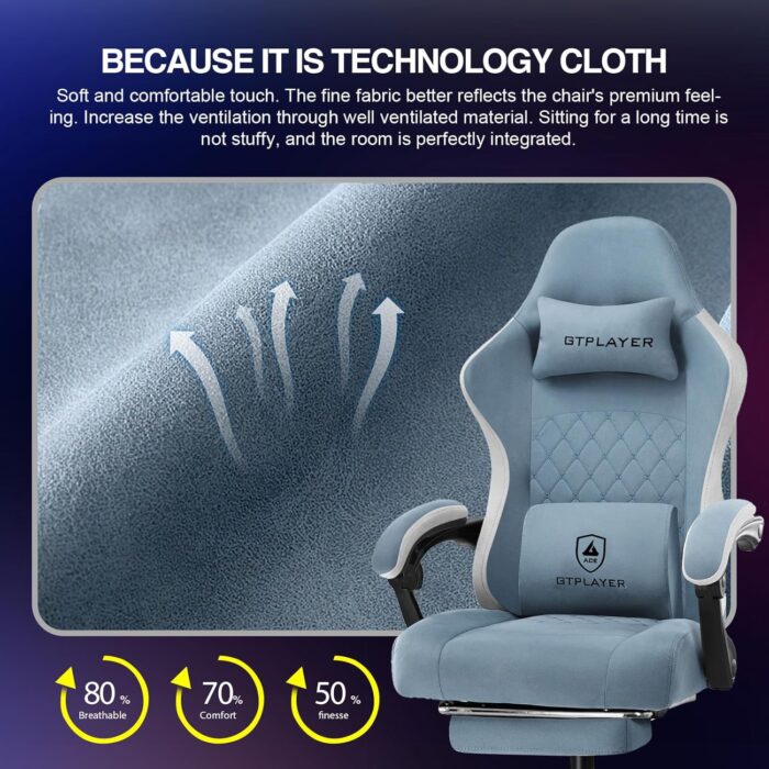 GTPLAYER Gaming Chair, Computer Office Chair with Pocket Spring Cushion, Linkage Armrests and Footrest, High Back Ergonomic Computer Chair with Lumbar Support Task Chair with Footrest - Image 8