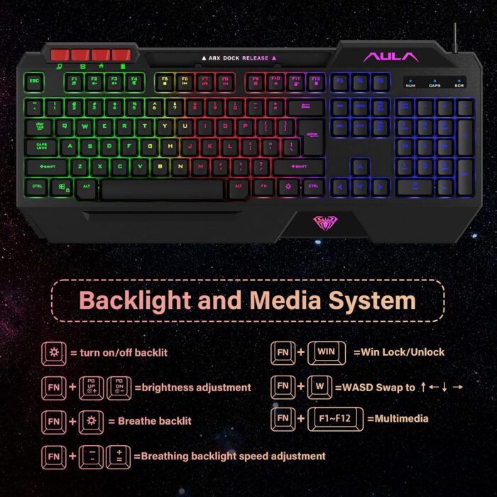 AULA Gaming Keyboard Mouse Headset and Mousepad Combo, RGB LED Backlit Gaming Keyboard Bundle, USB Wired Keyboards Combo for PC Gamer, Xbox, PS4 Users - Image 6