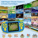 16 Bit Handheld Game for Kids, Video Game Player with Built in 230 HD Games, 3.0'' Screen Retro Electronic Machine with 3 Cartridges, Portable Rechargeable Games for Ages 3-12(Blue) - Image 2