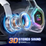 Garlo Wireless Gaming Headset with 7.1 Surround Sound & 60H+ Hrs, 2.4GHz/Wired/Bluetooth Gaming Headphones with USB and Type-c, RGB Over Ear Headphones for Pc, Ps4, Ps5, Switch, Laptop, Mobile, Mac - Image 3