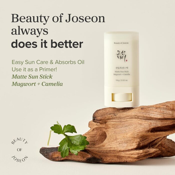 Beauty of Joseon Matte Sun Stick Mugwort Camelia for face Korean Sunscreen moisturizing with SPF 50 PA++++ Sebum Control No white Cast skincare for Women and Men 18g - Image 3