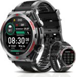 Jdcrsj Military Smart Watch, 1.52-Inch Smartwatch with Text and Call, Heart Rate, Blood Oxygen, and Activity Trackers - Compatible with iPhone and Android, for Men and Women (Classic, Black)