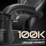 Dowinx Multi-Functional Gaming Chair, Ergonomic High Back Reclining & Height Adjustable PU Leather Computer Chairs with Massage Cushion, Neck & Lumbar Support, Footrest (Black) - Image 8