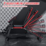 Adjustable Weight Bench, Foldable Exercise Workout Bench, Extended head & neck protection, Decline/Incline/Bench Press, Utility Bench for Home Gym Full Body Fitness with Elastic Ropes - Image 3