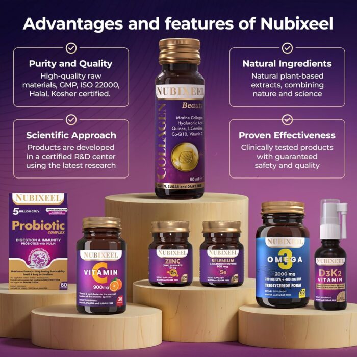 Nubixeel Premium Marine Collagen (10 Shots) – Hydrolyzed Liquid Collagen with Vitamin C + Biotin + E + B5 + B6 | Halal Drink | Hair & Skin Support | for Women & Men | Sugar-Free | Gluten-Free - Image 7