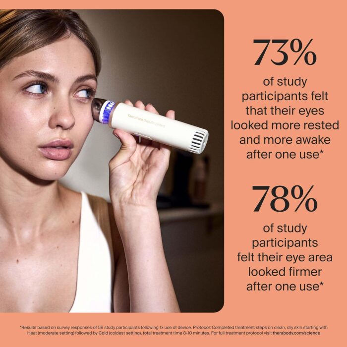 Therabody TheraFace Depuffing Wand – Cold and Heat Skincare Treatment to depuff and Glow; Beauty Wand, face Roller and Eye Massager for Dark Circles and Radiant Skin, White - Image 7