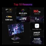 ASUS ROG Strix XG27UCS USB Type-C Gaming Monitor – 27-inch 4K UHD (3840x2160), 160Hz (Above 144Hz), 1ms (GTG), Fast IPS, Extreme Low Motion Blur Sync - Image 3