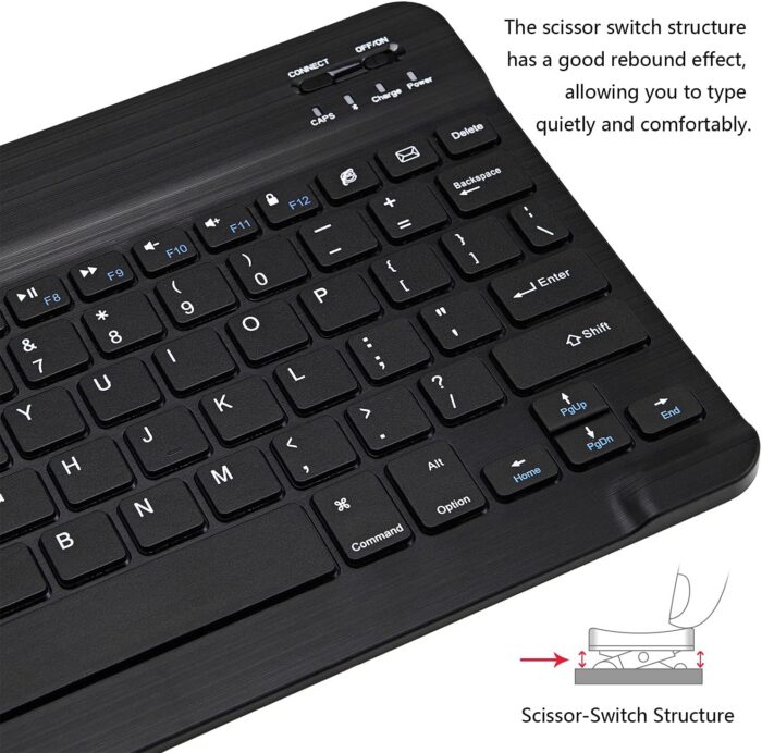 Xukinroy Ultra-Slim Bluetooth Keyboard and Mouse Combo Rechargeable Portable Wireless Keyboard Mouse Set for Apple iPad iPhone iOS 13 and Above Samsung Tablet Phone Smartphone Android Windows (Black) - Image 4