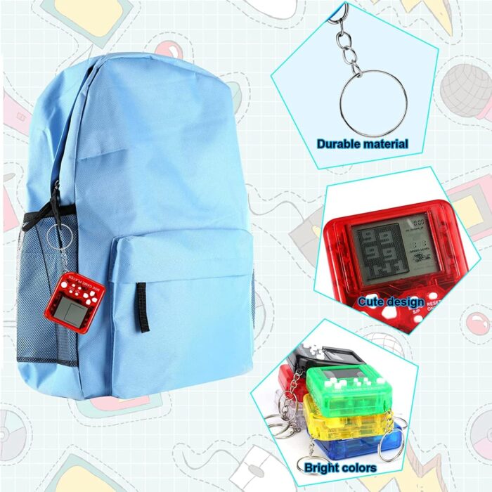 YLMKDE 6PCS Video Game Party Favors: 6 Colors Gamer Keychains with 26 Classic Games, Mini Size Handheld Game Console, Video Games Theme, Not Machine Specific, Yellow - Image 4