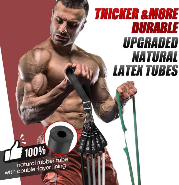 Resistance Bands, Exercise Bands for Working Out, Workout Bands Men, Fitness Bands Set with Handles, Door Anchor, Home Gym Equipment for Musle Training, Physical Therapy, Strength Training, Shape Body - Image 3