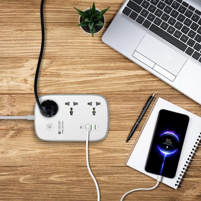 CAROSKI - Wifi Smart Power Strip 3 AC Outlets & 4 USB Ports 6ft Extension Cord 2 Charging Cables 30W Fast Charger Power Extension Surge protector Compatible with Google Home & Alexa 1 year warranty - Image 3