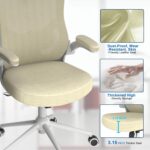 CYKOV 𝑯𝑶𝑴𝑬 𝑶𝑭𝑭𝑰𝑪𝑬 𝑪𝑯𝑨𝑰𝑹, Ergonomic Mesh Desk Chair, High Back Computer Chair- Adjustable Headrest with Flip-Up Arms, Lumbar Support, Swivel Executive Task Chair (Modern, Beige) - Image 5