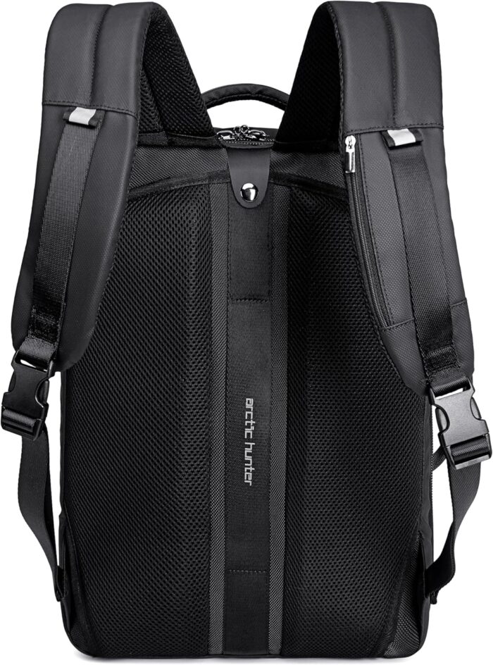 ah arctic hunter 3 in 1 Expandable Backpack 18 inch Water Resistant Travel Business Laptop Bag for Unisex with Built in USB and Headphone port, B00345 (Black PU), 30 x 15 x 41 cm (B00345-AH_BLKPU) - Image 4