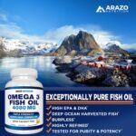 Arazo Nutrition Omega 3 Fish Oil 4,080mg - High EPA 1200mg + DHA 900mg Triple Strength Burpless Capsules (120 Count) - Image 6