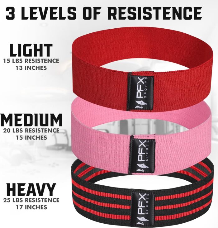 PFX Resistance Bands Set – Non-Slip Fabric Exercise Bands for Women & Men – Hip, Glutes, Legs, Butt & Thigh Workout Bands – Heavy-Duty Elastic Fitness Loop Bands for Squats, Yoga & Pilates - Image 2