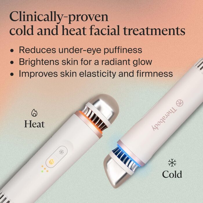 Therabody TheraFace Depuffing Wand – Cold and Heat Skincare Treatment to depuff and Glow; Beauty Wand, face Roller and Eye Massager for Dark Circles and Radiant Skin, White - Image 2