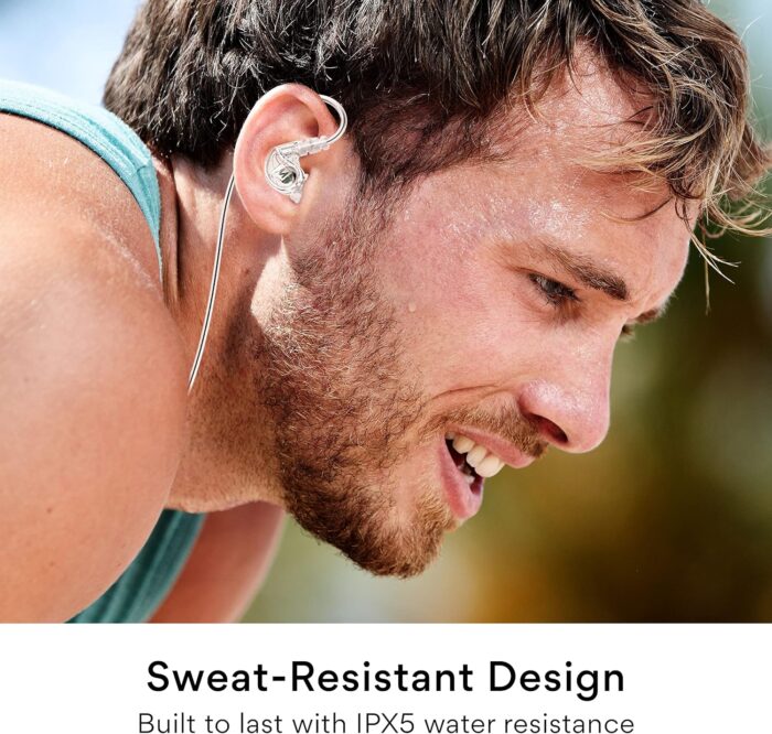 MEE audio M6 Sweatproof Sports Wired In Ear Headphones Corded Earphones Earbuds with 3.5mm Plug and Memory Wire Earhooks Clear, Earphone-M6CL-MEE, M6-CL, 48 Inches - Image 2