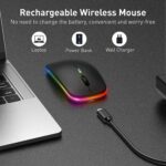 Necomi Wireless Bluetooth Mouse, LED Slim Dual Mode (Bluetooth 5.1 + USB) 2.4GHz Rechargeable Silent Bluetooth Wireless Mouse, Computer Mice with USB Receiver(Black) - Image 2