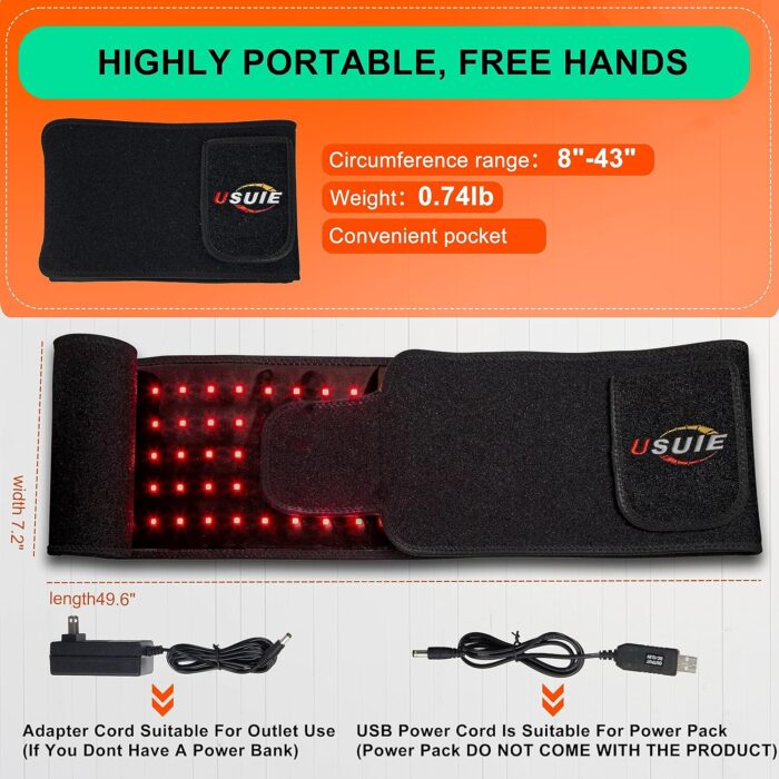 USUIE Red Light Therapy Belt, Infrared Light Therapy Wrap Red Light Therapy Device for Body with Timer for Back Shoulder Waist Muscle Pain Relief for Women Men - Image 6