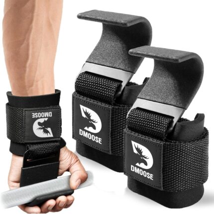 DMoose® Heavy Duty Weight lifting Hooks for Men & Women (Pair), Non-Slip Grip with 500 Lbs Capacity, 8mm Thick Wrist Padding – Weight Grips for Shrugs, Rows & Deadlifts – Gym Workout Pull Up Hooks DMoose® Heavy Duty Weight lifting Hooks for Men & Women (Pair), Non-Slip Grip with 500 Lbs Capacity, 8mm Thick Wrist Padding – Weight Grips for Shrugs, Rows & Deadlifts – Gym Workout Pull Up Hooks