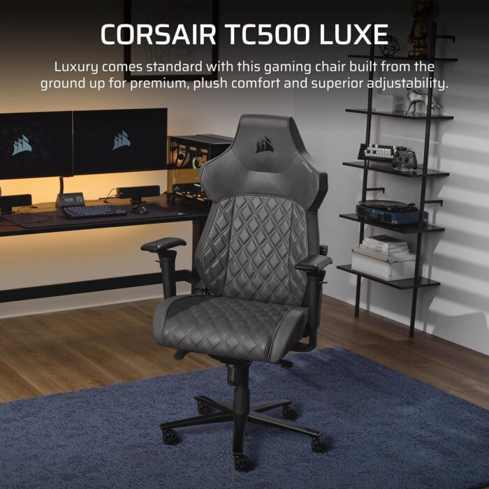 Corsair TC500 Luxe Gaming Chair – Premium Breathable Fabric – Wide Seat – Five-Way Adjustable Armrests – Adjustable Built-in Lumbar Support – 90-160 Degree Recline – Shadow - Image 3