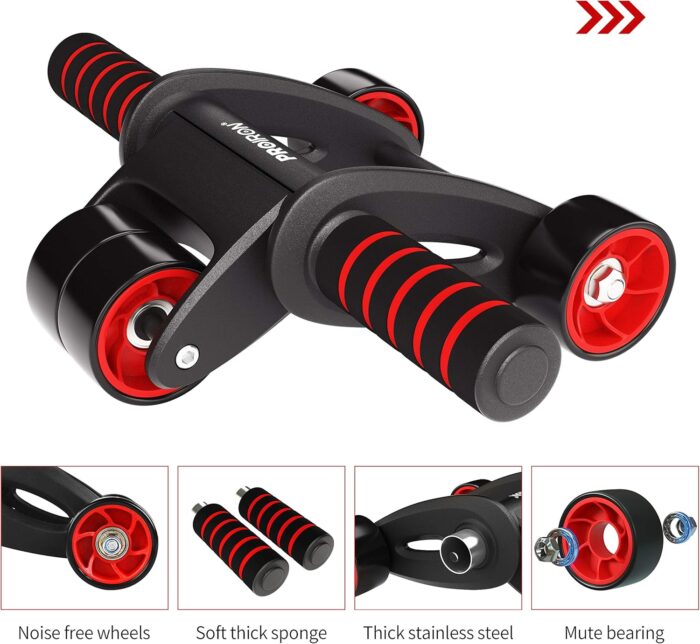 PROIRON AB Roller AB Wheel, 4 Wheels Foldable Ab Roller Wheel Exercise Equipment Innovative Ergonomic Noise-Free Abdominal Roller with Anti-Slip Handles for Abs&Core Workout - Image 4