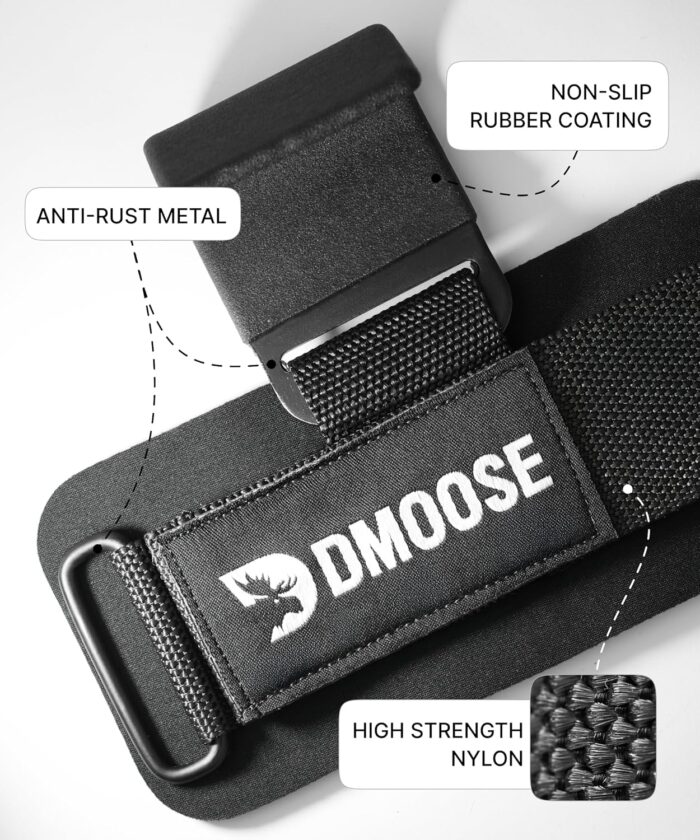 DMoose® Heavy Duty Weight lifting Hooks for Men & Women (Pair), Non-Slip Grip with 500 Lbs Capacity, 8mm Thick Wrist Padding - Weight Grips for Shrugs, Rows & Deadlifts - Gym Workout Pull Up Hooks - Image 3