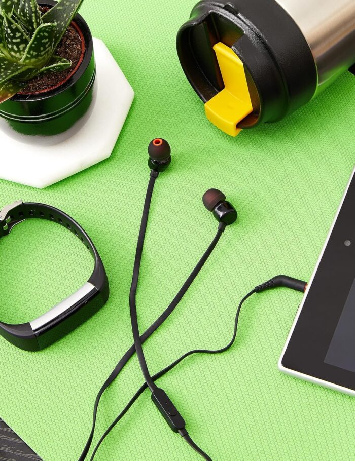 JBL Tune 110 Wired In-Ear Headphones, Deep and Powerful Pure Bass Sound, 1-Button Remote/Mic, Tangle-Free Flat Cable, Ultra Comfortable Fit - Black, JBLT110BLK - Image 5