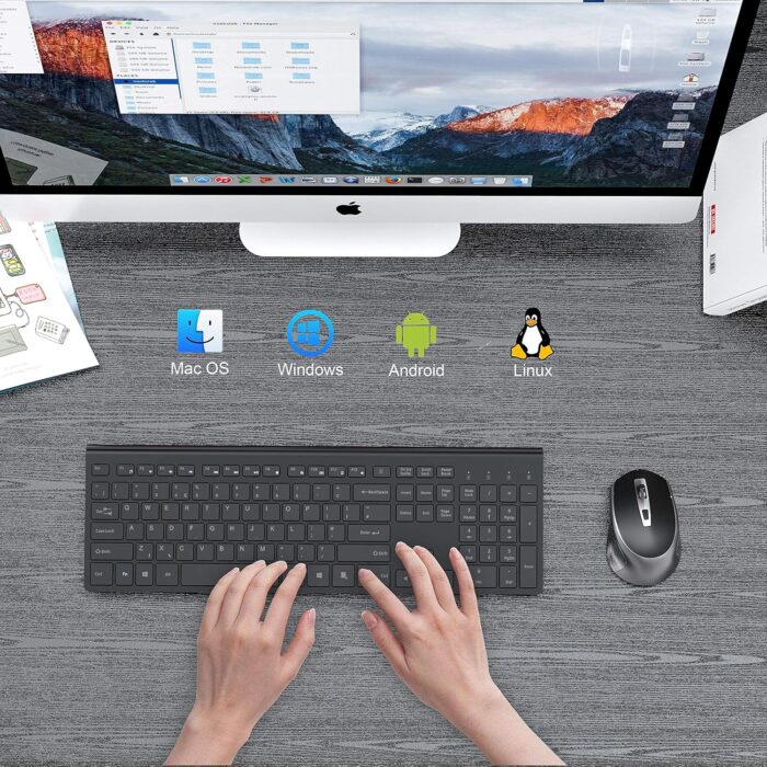JOYACCESS Wireless Keyboard and Mouse Combo Rechargeable Keyboard and Mouse 2.4G Ultra Slim Full Size for Mac,Windows,Laptop,Desktop - Image 8