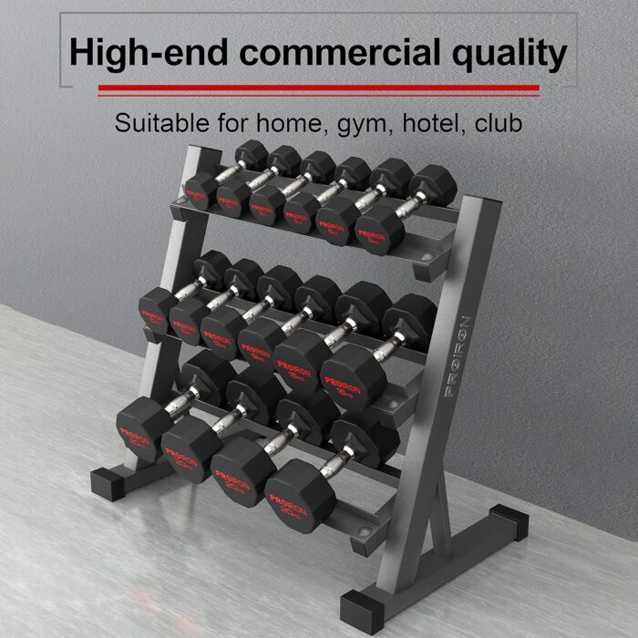 PROIRON Rubber Dumbbells Odorless, Steel Weights Set Men Women Home Gym 3kg 5kg 8kg 10kg 12kg 16kg 20kg 24kg Fitness Training Exercise Body Strength Lifting Equipment (Pair or Single) - Image 6