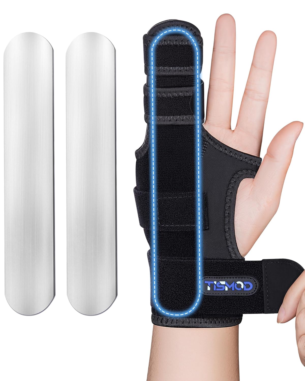 Finger Splint Brace,Supports Pinky,Middle,Ring,Metacarpals & Knuckles,Adjustable Left Right Hand Braces,Straightener for Trigger Fingers Splints,Broken,Arthritis,Fracture,Sprain,Injury,Tendonitis