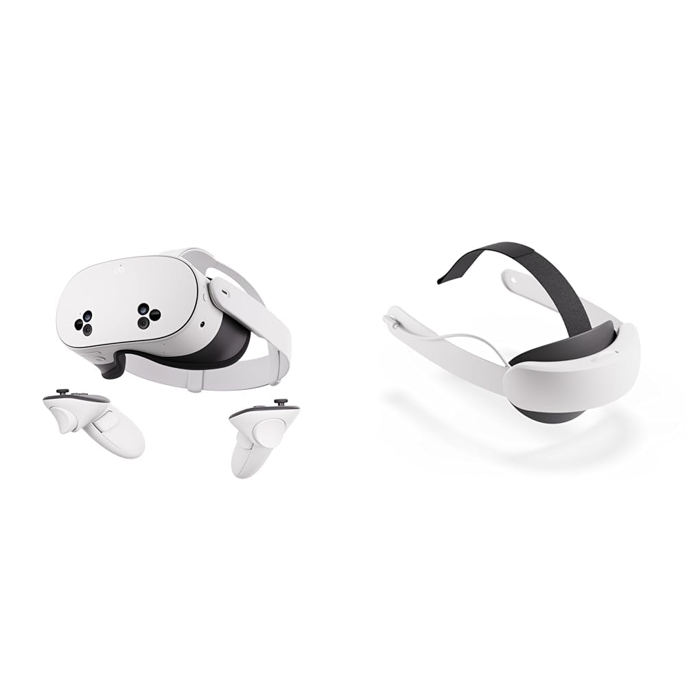 Meta Quest 3S 128GB Mixed Reality Headset with Elite Strap Battery Pack Bundle – Up to 2 Extra Hours Playtime