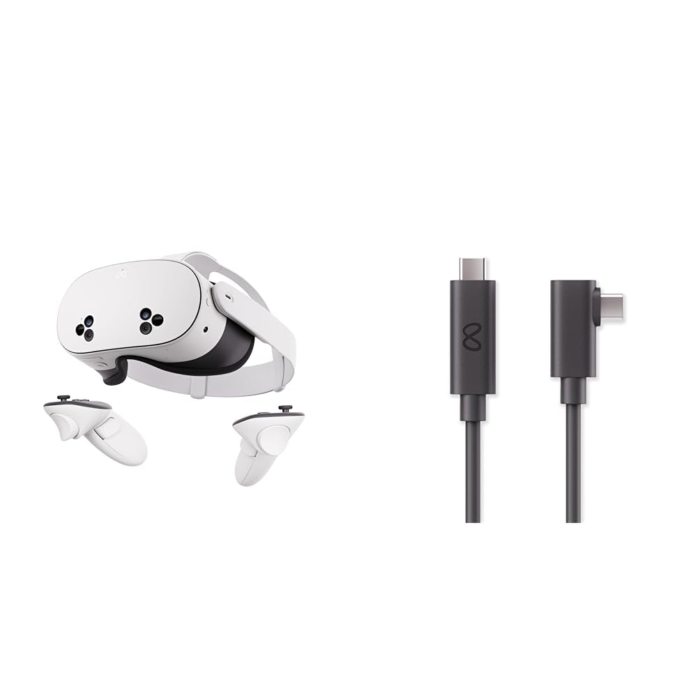 Meta Quest 3S 128GB Mixed Reality Headset with 16FT (5M) Link Cable for PC VR Gaming