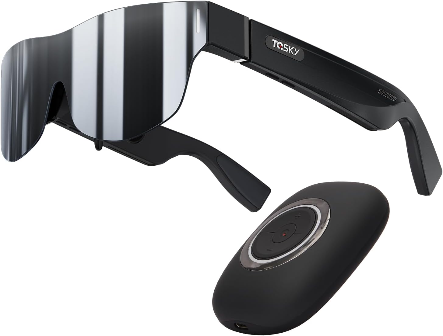 TQSKY T1 AR Glasses with T-Box, Portable Massive 1080P Screen, Built-in150 Micro-OLED Display, Myopia Adjustable 0.00 to -6.00D, Smart Glasses for iPhone, Mac, PC, Android & iOS, Switch