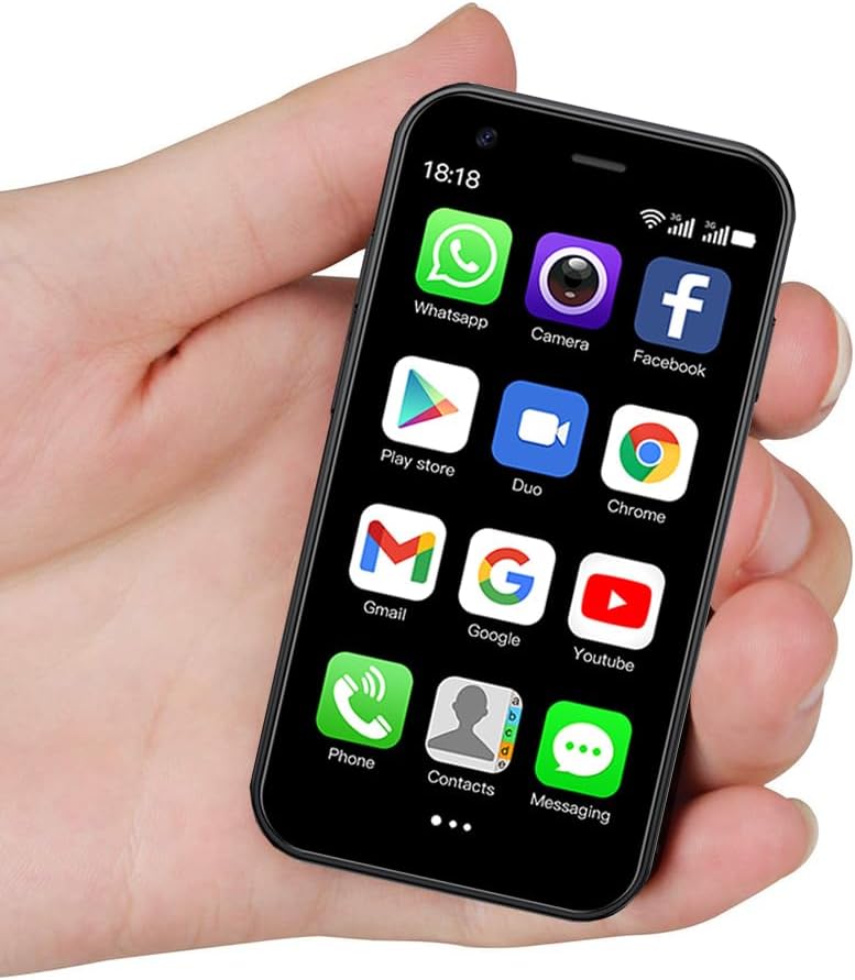 Mini Smartphone, Mini Phone Unlocked Cell Phone 3.0 Inch Android 3G Small Mobile Child Phone Quad Core 2G+16G 5.0MP Dual SIM High Definition (Black)