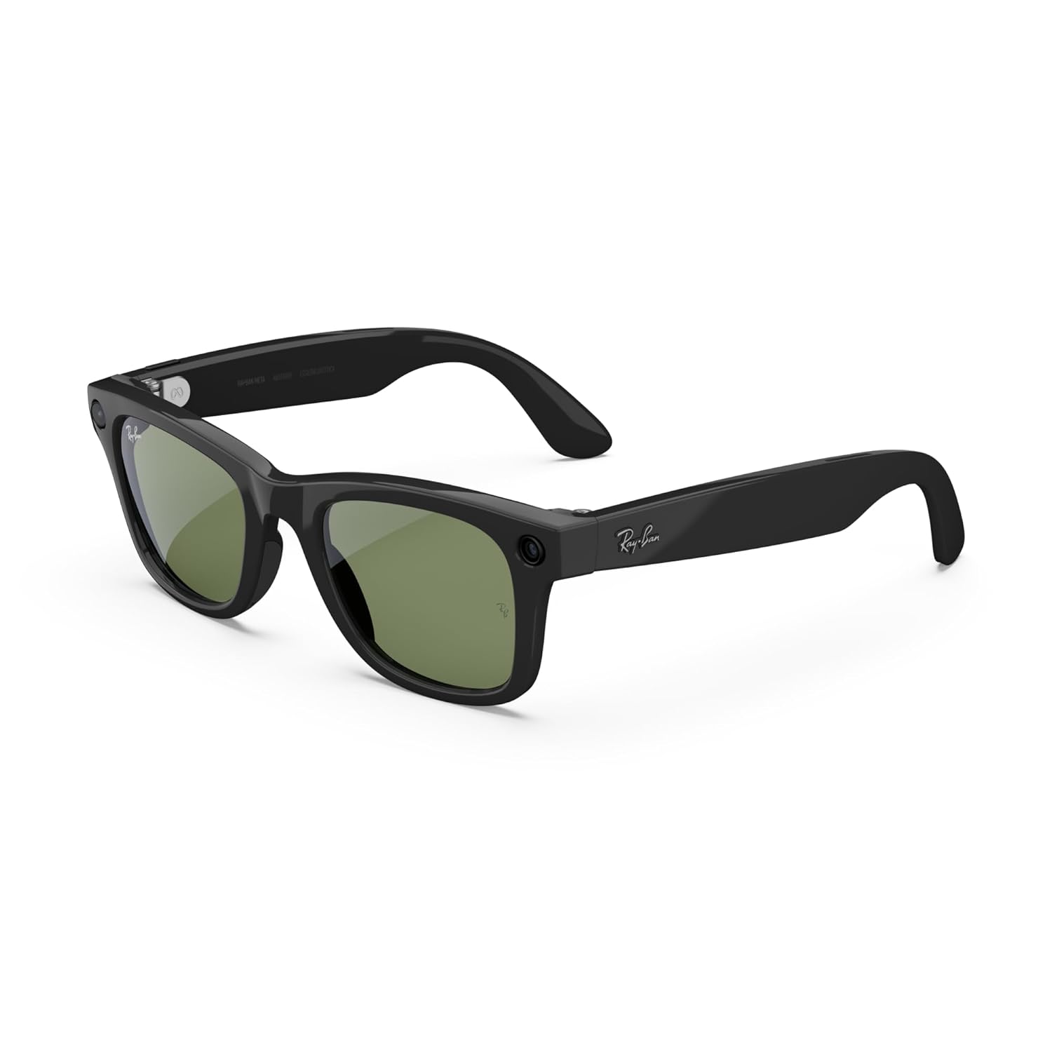 Ray-Ban Meta (Gen 2), Wayfarer, Shiny Black | Smart AI Glasses for Men, Women — 2x Battery Life — 3K Ultra HD Resolution — 12 MP Ultra-Wide Camera, Audio, Video — Green Lenses — Wearable Technology