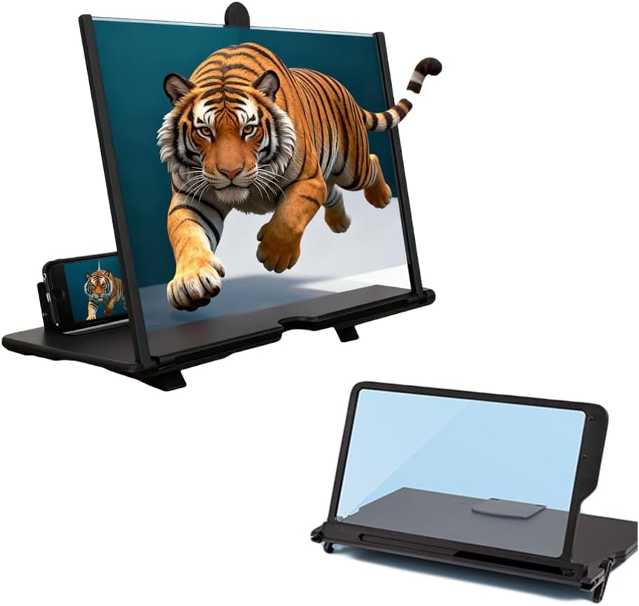 2026 New Portable Mobile Phone Screen Magnifier, Upgrade Foldable Mobile Phone Holder with Screen Amplifier, 3D HD Magnifying Projector Screen for Movies Videos Gaming (1)