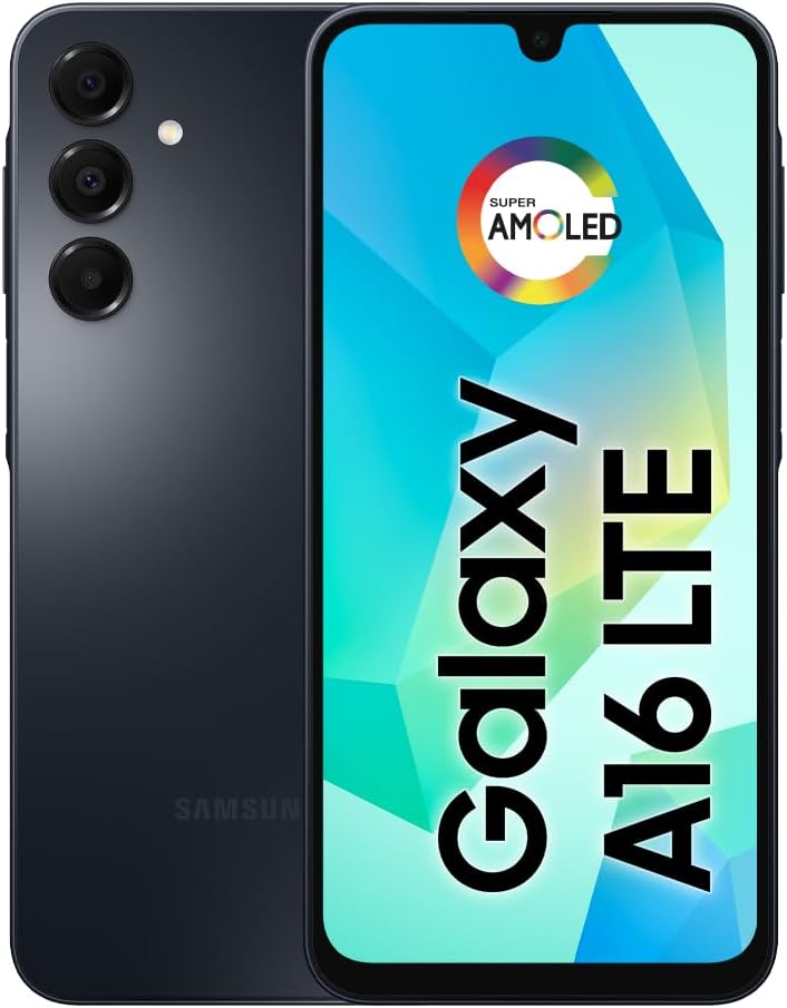 SAMSUNG Galaxy A16 4G Dual SIM (128GB, 2025) 6.7″ 90Hz AMOLED, Splash Resistant, 8Core, 50MP Camera (Factory Unlocked International Model for GSM, Global) A165M/DS (25W Fast Charger Bundle, Black)
