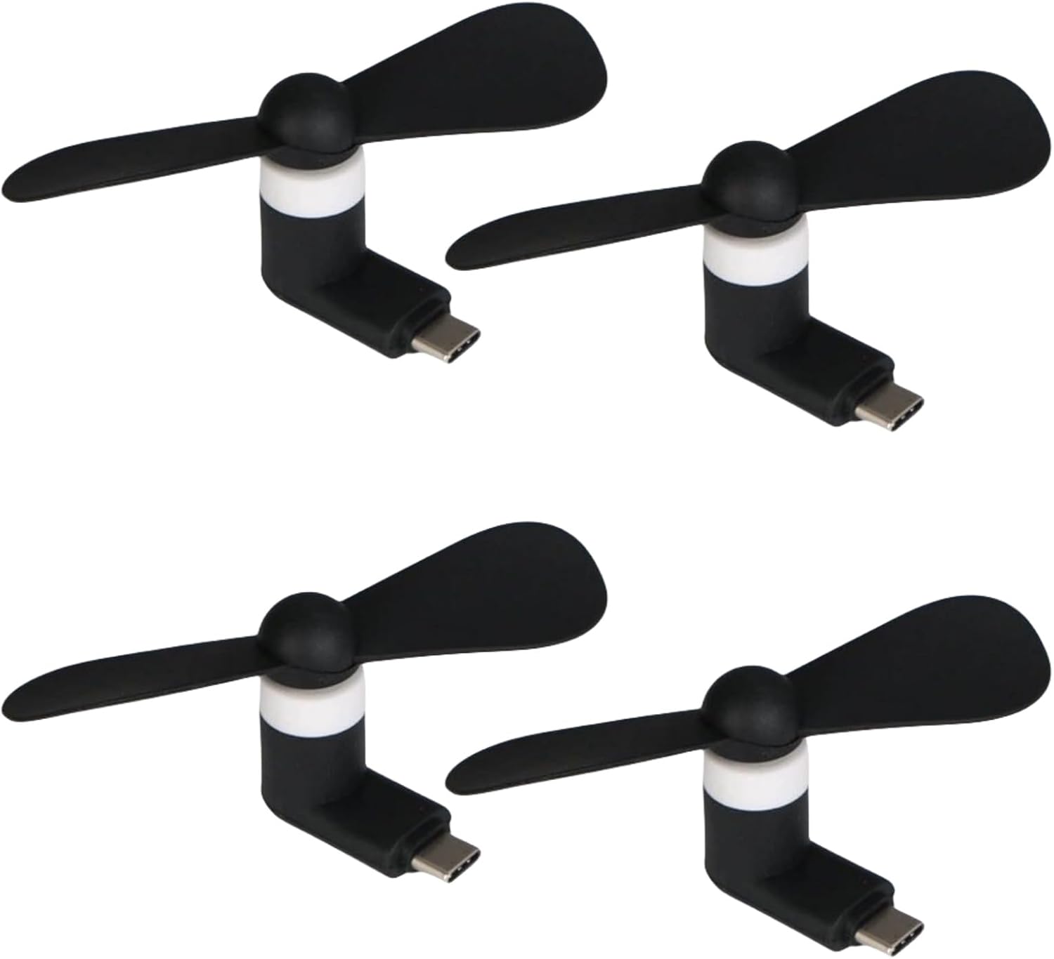 Phone Fan USB C, 4 Pack Mini Portable Cell Phone Fan for iPhone 16/15 and Android Cellphones with Type-C Port, Small Personal Travel Pocket Fans Summer Gadgets (Black)