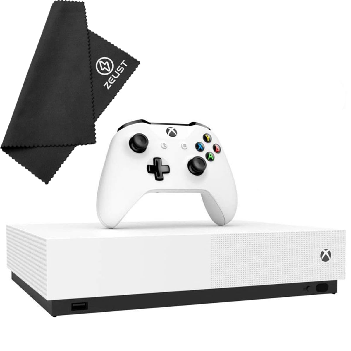 Xbox One S 1TB All-Digital Edition Console Bundle – Includes the Xbox One S Console Series, White, 1x Wireless Controller, and a Microfiber Cloth (Renewed)
