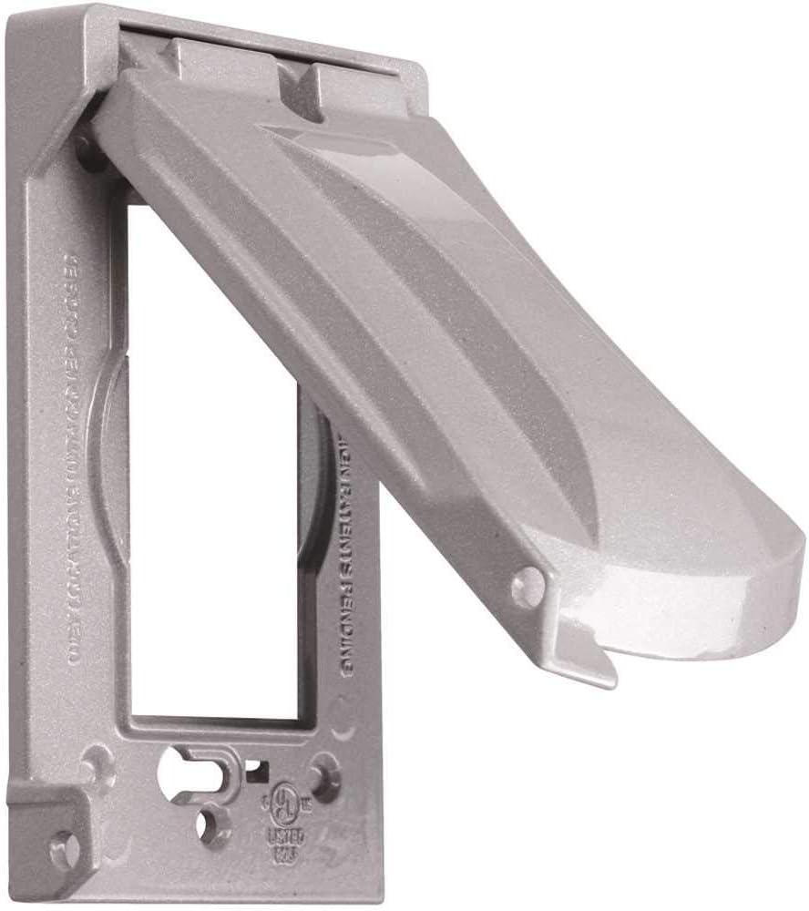 Hubbell Bell MX1050S Single-Gang Weatherproof Heavy Duty Universal Flip Cover, 2.87″W x 4.84″H, Gray Finish