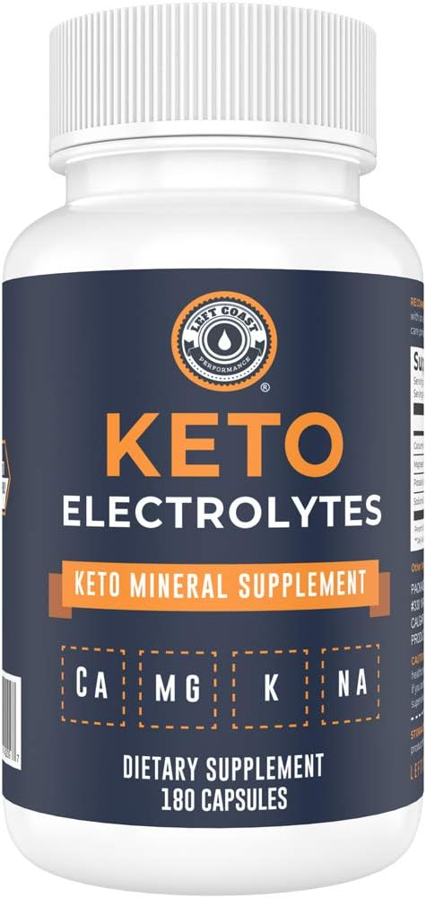 Keto Electrolyte Supplement, 180 Capsules. Electrolyte Pills for Ketogenic Diet. Magnesium, Potassium, Sodium, Calcium. Keto Tablets for Hydration Support* by Left Coast Performance