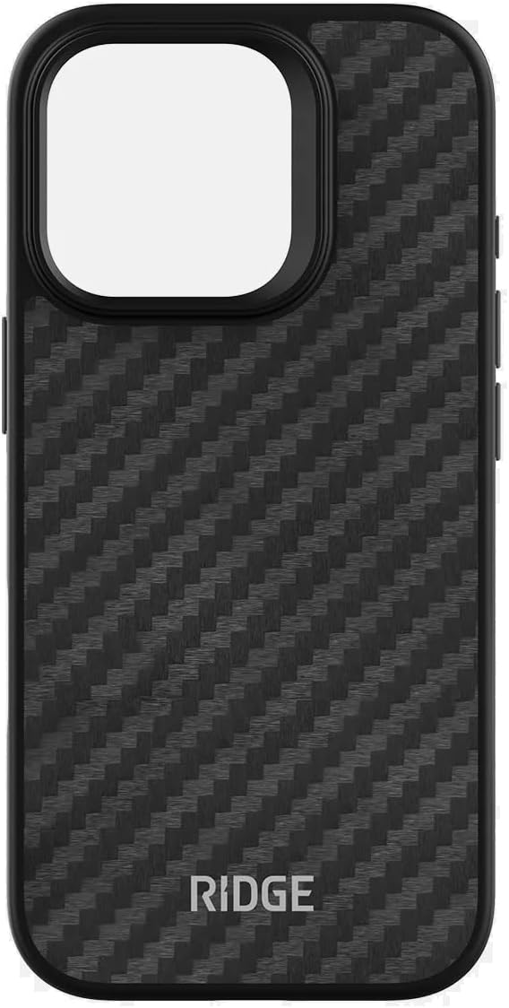 Ridge Case Compatible with iPhone 16 PRO MAX – Compatible with MAGSAFE & Wireless Charging, Aluminum Control Buttons, Dual-Layer Construction, TPU Bumper with Drop Protection (Carbon)