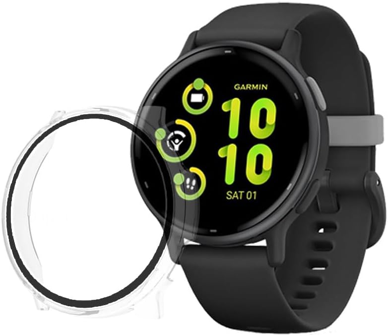 Screen Protector Case for Garmin vívoactive 5 Tempered Glass Film for Garmin vívo active 5 Smartwatch,Face Cover Accessories Hard PC Protective Bumper -【Clear】