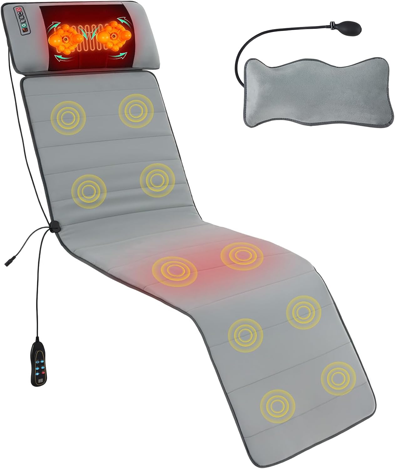 Sweetcrispy Full Body Massage Mat, Heating Pad with Massager, Vibrating Heating Pad for Back Pain, Leg, Full Body, with 10 Motors and 9 Speed Settings, Gift for Dad Mom