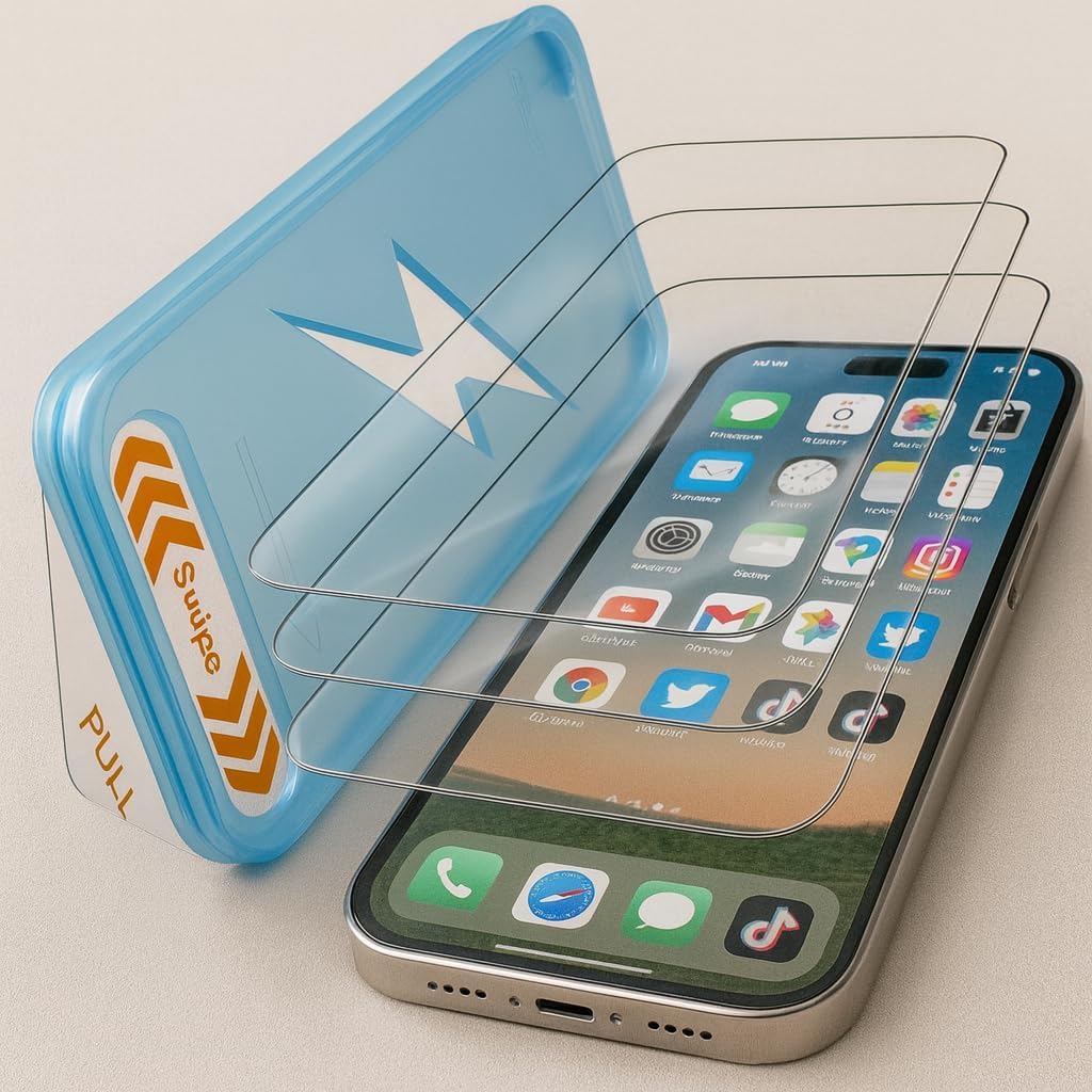 Tempered Glass Screen Protector for iPhone 17 – Automatic Alignment Frame, 9H Super Hardness, Bubble-Free, Easy Installation, Diamond Quality Build